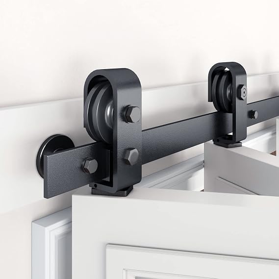 40" Bifold Sliding Barn Door Hardware Track Kit for 2 Closet Door,Top Mount Roller,Slide Smoothly Quietly,Easy Install,Black,Fit for Double 18" Wide Bi-Folding Door (Hardware Only)