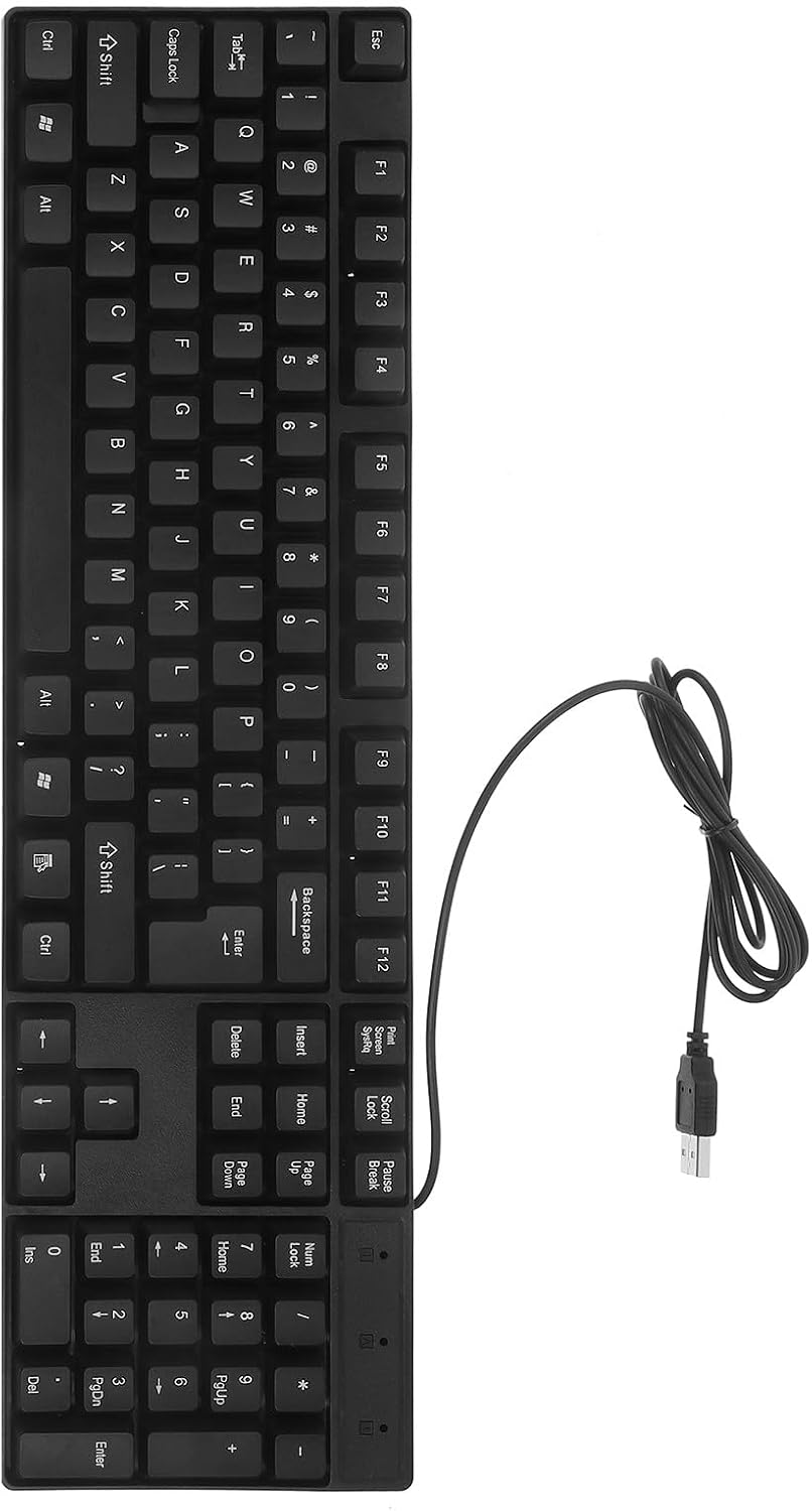 Luxshiny 黒色ABS素材の有線テンキー付きキーボード 104キー 薄型設計最大の快適さ実現 プラグアンドプレイ対応 ノートパソコン用やゲーム用に最適なコンパクトキーボード