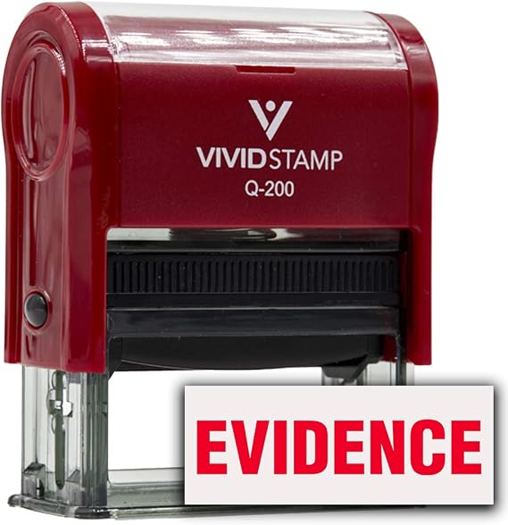 Evidence Self Inking Rubber Stamp (Red Ink) - Medium