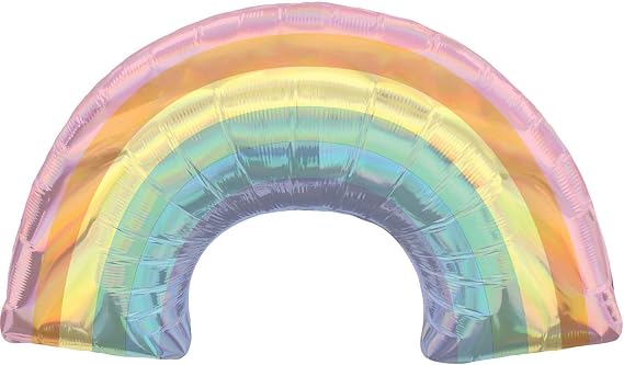 Amscan Iridescent Pastel Rainbow Balloon, Super Shape