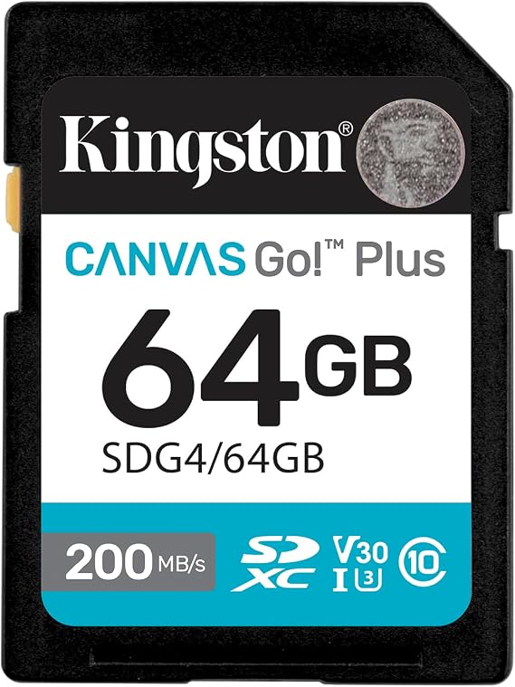 Kingston Canvas Go Plus 64GB SD Card | Up to 200MB/s | Class 10, UHS-I, U3, V30 | SDG4/64GB