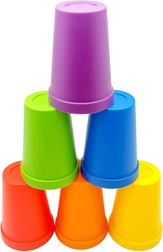 Skoolzy Rainbow Stacking Cups 6 Piece Set - Color Sorting Toys for Toddlers Primary Matching Fine Motor Skills Color Recognition for Montessori Preschoolers Toddler Activities Primary for Kids