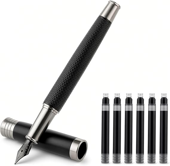 TIESOME Luxury Fountain Pen Set, 0.5mm Fine Point Metal Fountain Pen