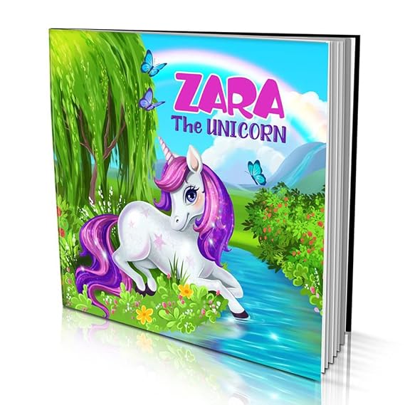 Personalized Story Book by Dinkleboo- "The Unicorn"- For Children Aged 0 to 8 Years Old- A whimsical story about your child meeting some special fairies and discovering unique powers. 8"x8" Soft Cover