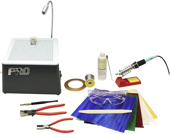 Delphi Glass Premium Stained Glass Start-Up Kit | Includes Premium Quality Stained Glass, Glass Grinder, Tools and Supplies