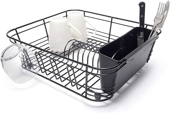 simplywire - Dish Drainer with Cutlery Basket - Black