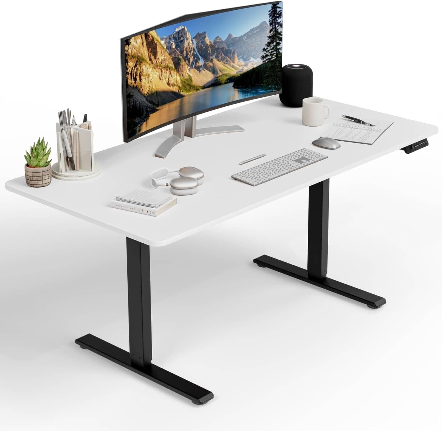 Uprise Height Adjustable Table | Dual Motor | Strong-Balanced-Stable White 120x60 cm