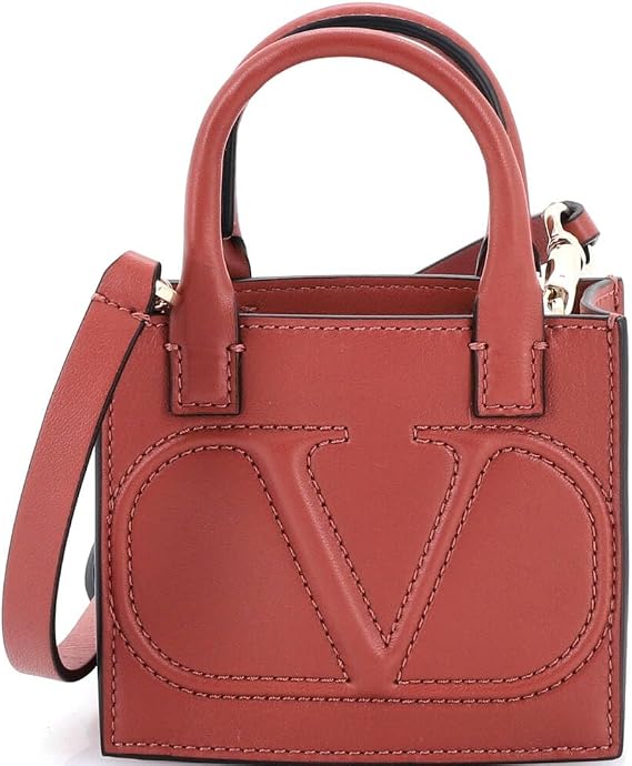 Pre-Loved VLogo Signature Pouch Tote Leather Mini, Neutral