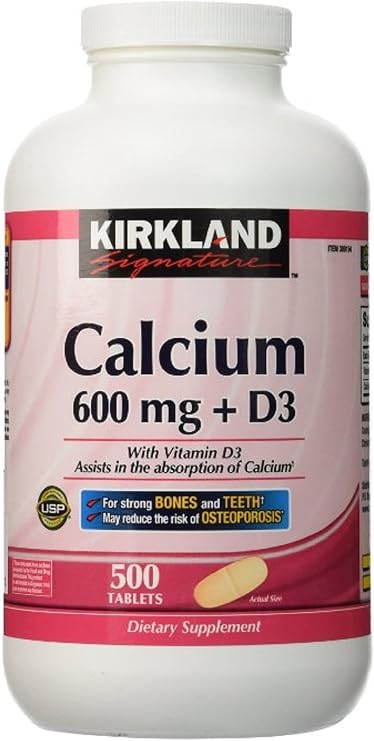 Kirkland Signature Calcium, 600 mg+D3, 500-Count Tablets