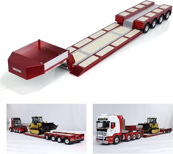 Toucan RC Hobby 1/14 4 Axles RC Heavy Trailer DG-999 CNC Gooseneck Trailers for Tractor Truck