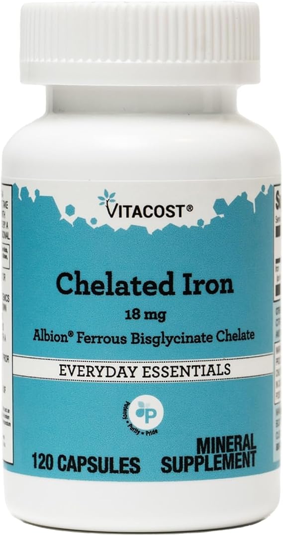 Vitacost Chelated Iron, 18 mg, 120 Capsules