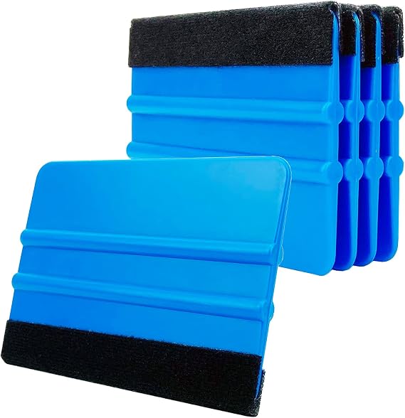 5Pack Vinyl Wrap Squeegee Decal Applicator Felt Edge Squeegee Car Window Tint Scraper Tool For Vinyl Vehicle Graphic Wallpaper Sticker Sign Maker Installation-4Inch