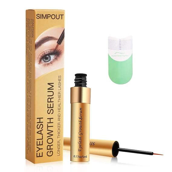 Eyelash Growth Serum - Fuller & Longer Looking Eyelashes Lash Enhancing Serum for Natural Lashes or Lash Extensions, Vegan & Cruelty-Free (Gold)
