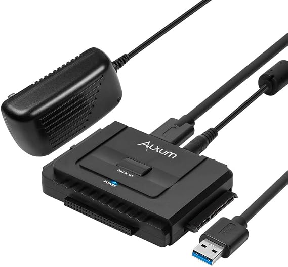Alxum External Hard Drive Reader SATA IDE Adapter with Power Supply 12V 2A