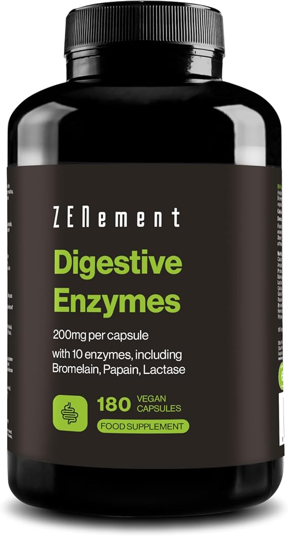 Digestive Enzymes - 10 Enzymes with Bromelain & Papain - 180 Capsules