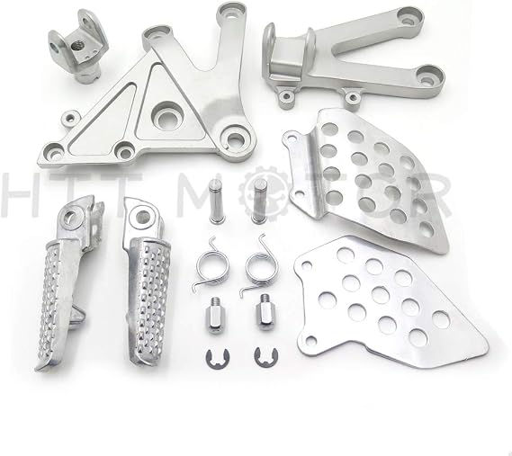 MT390-007-POLISH Silver Front Rider Foot Pegs Bracket Compatible with CBR 600 RR 2003-2006