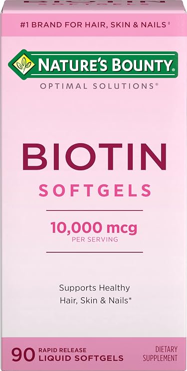 Nature's Bounty Biotin 10000mcg Supplement, 90 Rapid Release Softgels