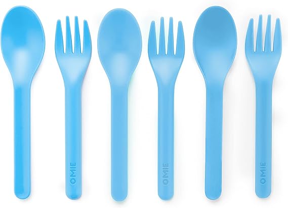Omie OmieBox Utensil Refill Pack for OmiePod - Matches Capri Blue, Sunrise Orange or Mint Green OmieBox Utensil Set with Case - Reusable, Travel, Lunch Boxes - 3 spoons + 3 forks | PODS NOT INCLUDED
