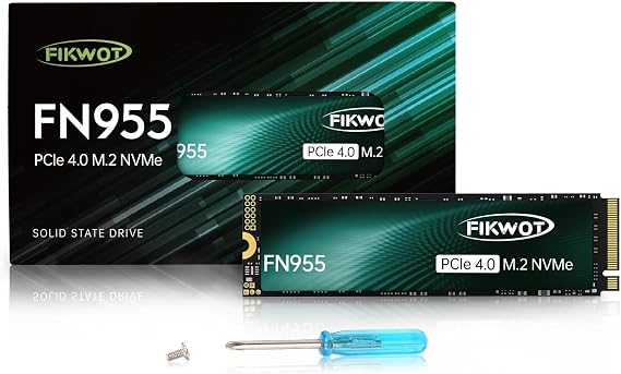 Fikwot FN955 1TB NVMe SSD M.2 2280 PCIe Gen4x4, Up to 7300MB/s, 3D NAND TLC Flash Internal Solid State Drive, Configure SLC Cache, Storage and Memory Expansion for PS5 Laptop Desktop