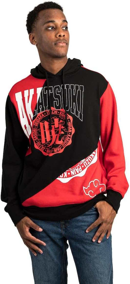 Bioworld Naruto Akatsuki Collegiate Adult Red and Black Hoodie