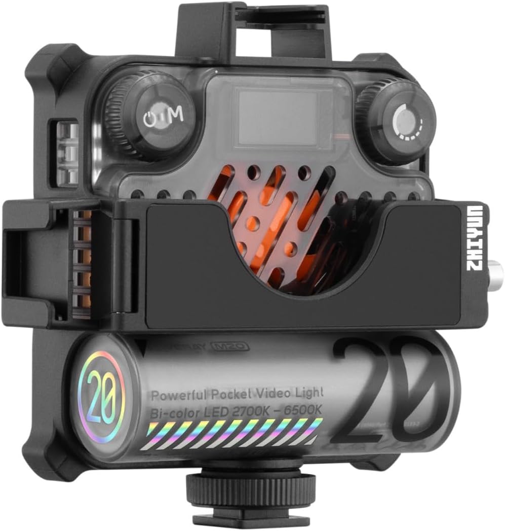 Zhiyun FIVERAY M20 Combo 20W Çift Renkli Cep Dolgulu Işık 2700K-6500K Kamera Üzeri Taşınabilir Video Aydınlatması Tiktok/YouTube Canlı Yayın Portre Çekim Stüdyo Video İçin Manyetik Çekimi Desteği ile