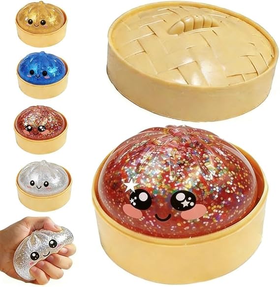 Glitter Dumpling Squishy, 2026 New Dumpling Squishy Mystery Box - 10 Colors Random Mystery Gift Box, More Surprises (red)