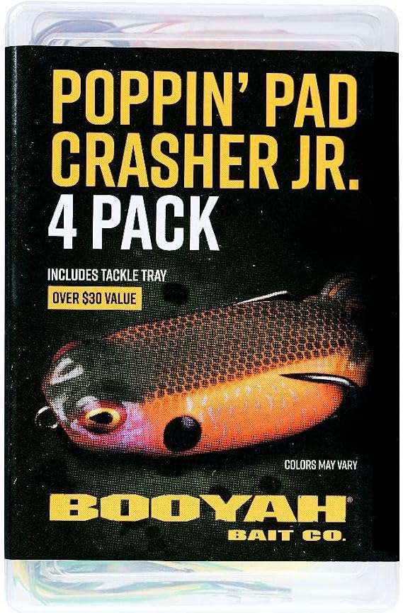 BOOYAH Junior Pad Crasher Frog 4-Pack Kit Soft Plastic Topwater Frog Lures for Bass, Weedless Frog Fishing Baits for Heavy Cover, 2 in / 1/4 oz