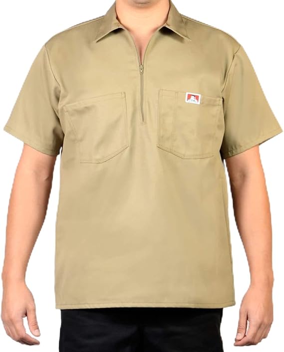 Khaki Half Zip Solid Shirt by Ben Davis Co