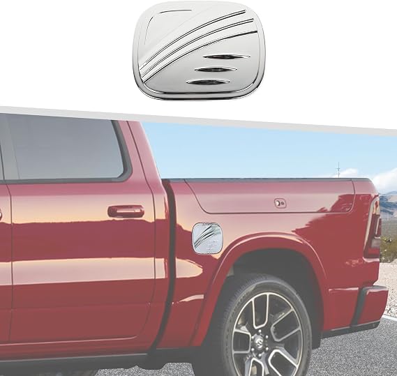 Fuel Tank Cap Gas Cover Trim Fit for Dodge Ram 2018-2024 (Chrome)