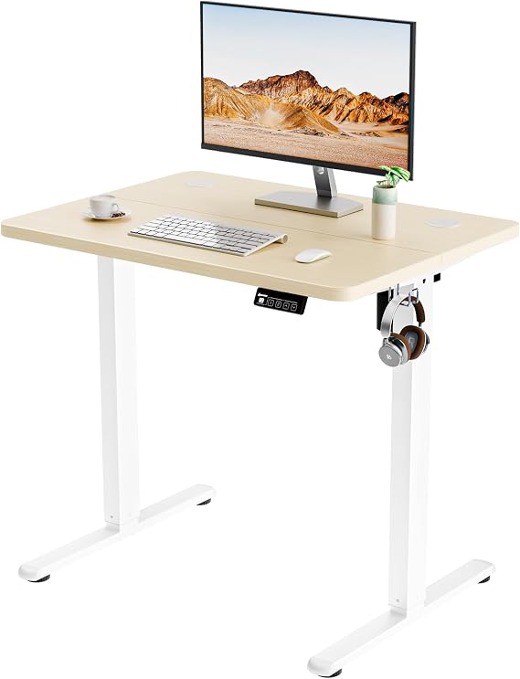 Small Standing Desk, 32"x24" Height Adjustable Sit-Stand, Home Office, Oak