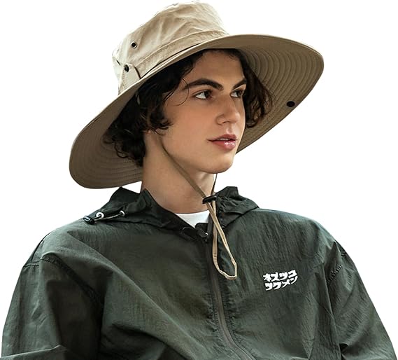 Sun Hats for Men - Wide Brim Bucket Hats with UPF 50+ UV Protection, Gardening & Beach Hats - Khaki