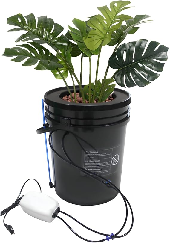 DWC Hydroponics Growing System, 5 Gallon 1 Buckets Barrel Hydroponic Machine Garden Deep Water Culture Growing Bucket with Multi-Purpose Air Hose, Air Pump, and Air Stone