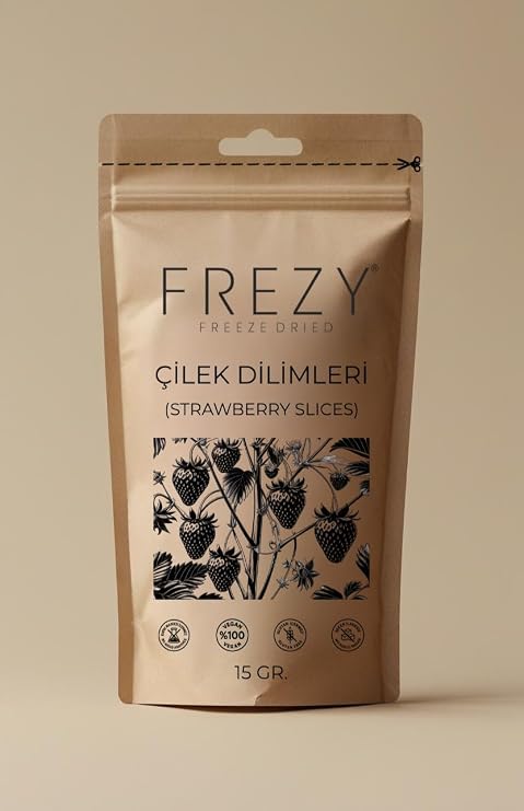 Frezy Freeze Dry ÇİLEK DİLİMLERİ Dondurularak Kurutulmuş Sağlıklı Atıştırmalık Kuru Meyve Cipsi 15G