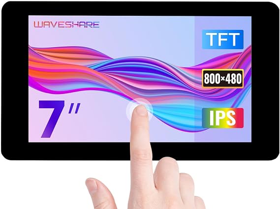 Waveshare 7inch Capacitive Touch Display, Compatible with Raspberry Pi 5/4B/3B/Zero/Zero W/Zero 2W/Pico/Pico W/Pico WH, 800480, DSI Interface