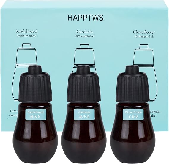 Aromatherapy Essential Oil Set - 3-Piece Essential Oil Set in Three Flavors: Sandalwood, Gardenia, Clove Flower