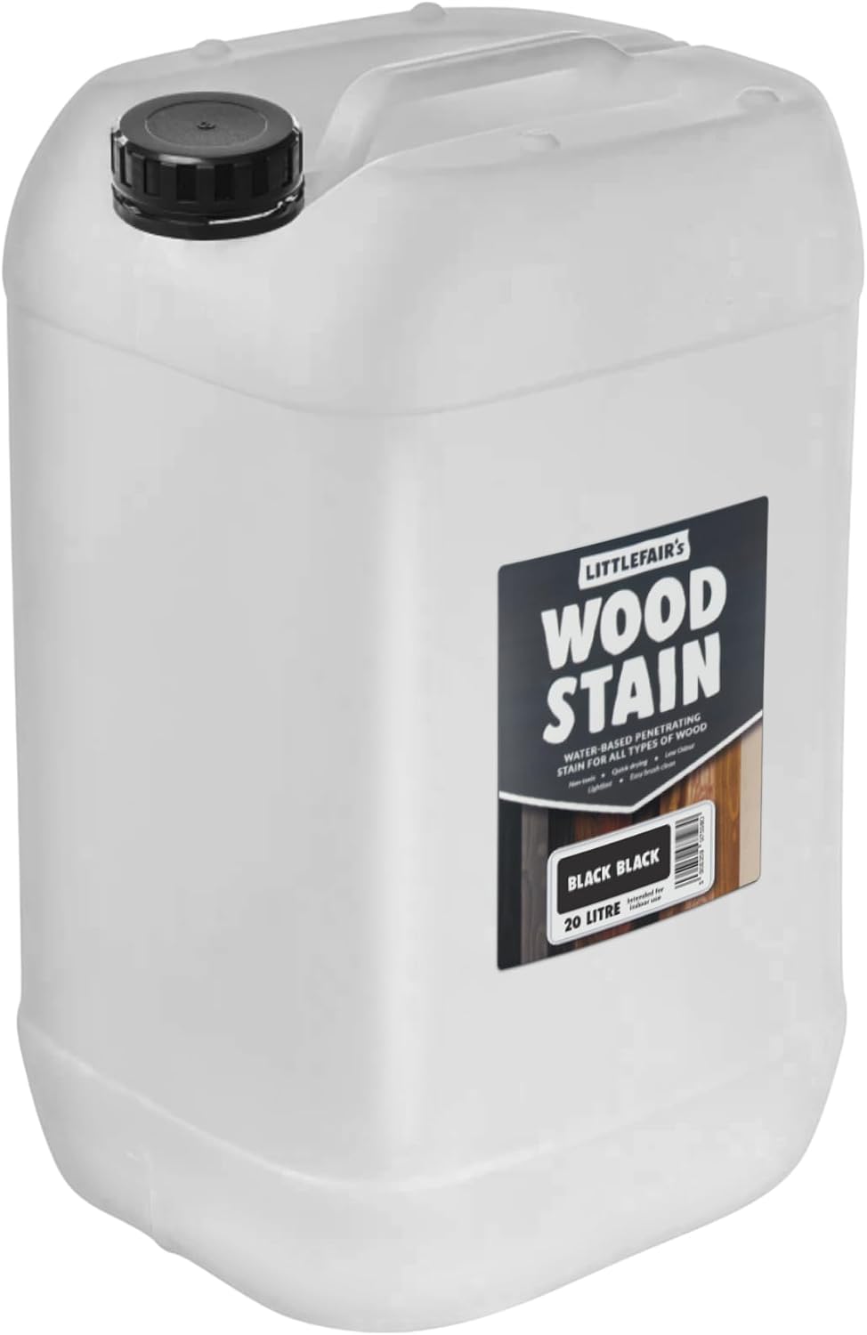 Littlefair's Wood Stain Water-Based - (Black Black) – Non-Toxic, Eco-Friendly & Quick Drying - Easy-to-Apply, Concentrated Formula for All Wood Types – 20 LTR