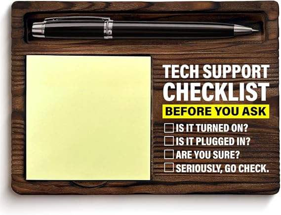 Tech Support Gifts for Women Men, Funny Gifts for IT Tech Guy Lovers Programmer Techies Checklist Before You Ask Sticky Note Holder Computer Office Desk Decor