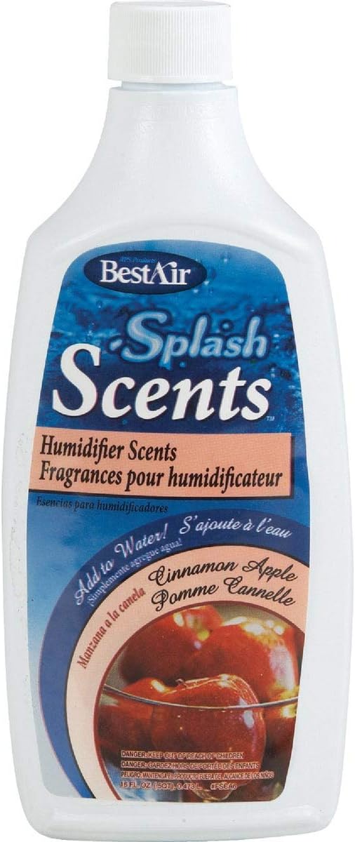 BestAir FSCA-PDQ-6 Splash Humidifier Scent & Water Treatment, Cinnamon Apple, 16 fl oz, Single Pack, White