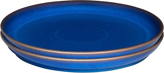 Denby 1048825 Imperial Blue 2 Piece Coupe Dinner Plate Set