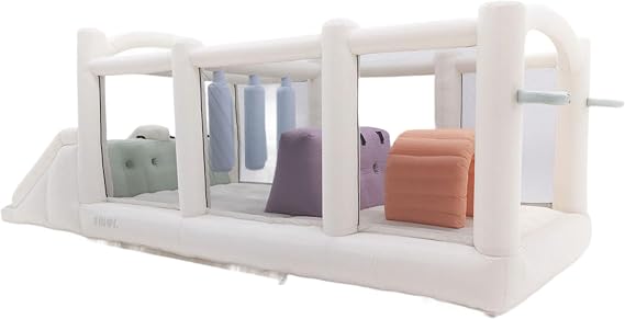 PLAYSMOL Course Large Bounce House with Dual Slides, Inflatable Obstacle Course for Kids Ages 3-8, Features Basketball Hoops, Double Tunnels & Climbing Wall, Air Blower Included