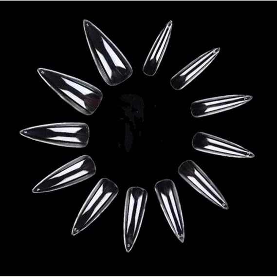 500pcs/pack Stiletto False Nails Clear Long Almond Oval Sharp Full Cover Nail Tips ABS Acrylic UV Gel for Nail Art Decoration Nails Salon