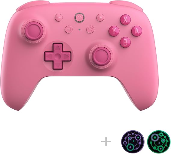 8Bitdo Ultimate 2C Hall Effect Joysticks Bluetooth Controller with Remappable L4/R4 Bumpers, 6-axis Motion Control, Rumble Vibration and Turbo Function for Switch (Pink)