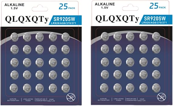 50PACK SR920SW 370 371 Watch Battery AG6 LR921 V371 1.55V Silver Oxide Battery