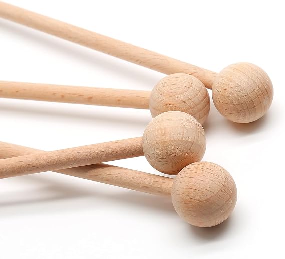 4 Pcs Wood Percussion Sticks 8.7" Xylophone Mallets