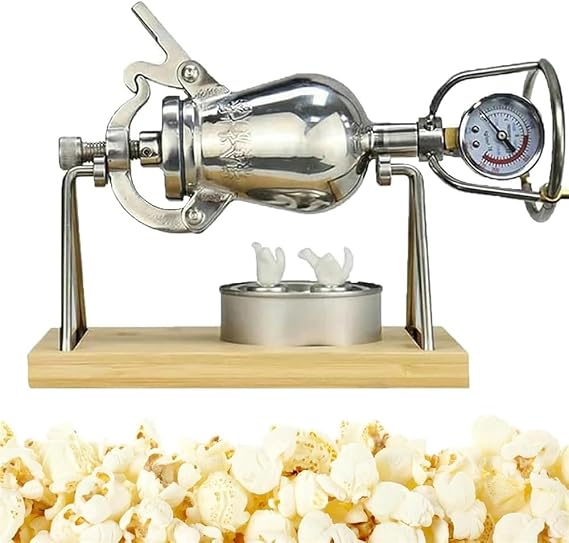 Small Popcorn Popper, 304 Stainless Steel Popcorn Machine, Chinese Traditional Hand Cranked Popcorn Maker Gifts for Family Gathering Fun Home Decor