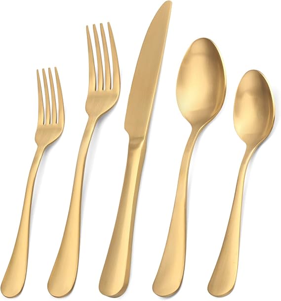 Silver Flatware Set 20 Piece Stainless Steel Flatware Set Kitchen Utensils Set Service for 4 Tableware Cutlery Set for Home Restaurant Dishwasher Safe