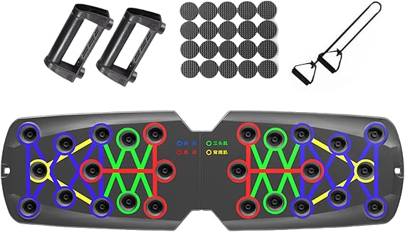 XISAOK Multifunctional Push Up Boards Press Up Board Equipment Pushup Stands Push Up Boards Exercise Board with Resistance Band