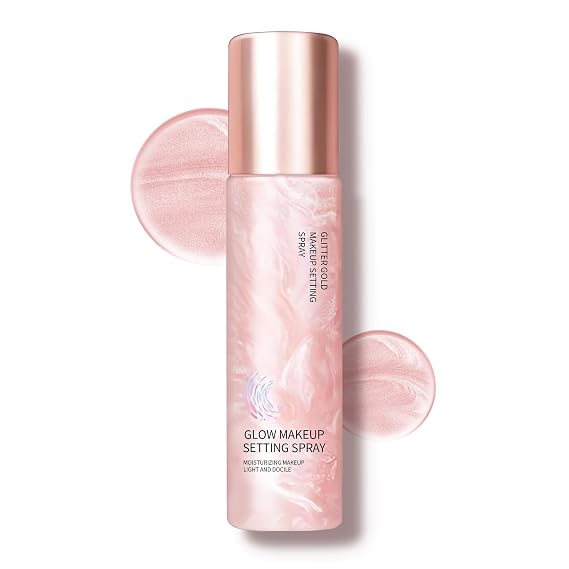 Glow Makeup Setting Spray, Shimmer Dewy Finish, Ultra-Fine 4 Fl Oz | Glowing Setting Spray for Makeup Long-Lasting, Lightweight Setting Mist, Hydrating Finish Illuminating Finishing Mist