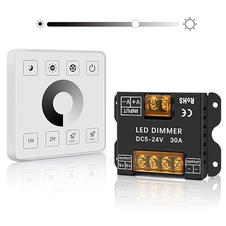 RGBZONE Single Color RF Controller kit, Dimmable Wall-Mounted Touch Panel