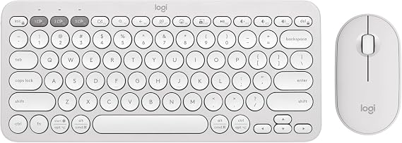 Logitech Pebble 2 Silent Compact Wireless Keyboard and Mouse Combo - White